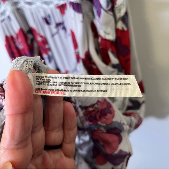 Free People Voile Trapeze Slip Dress Floral Lace Boho Size XS - Picture 11 of 11